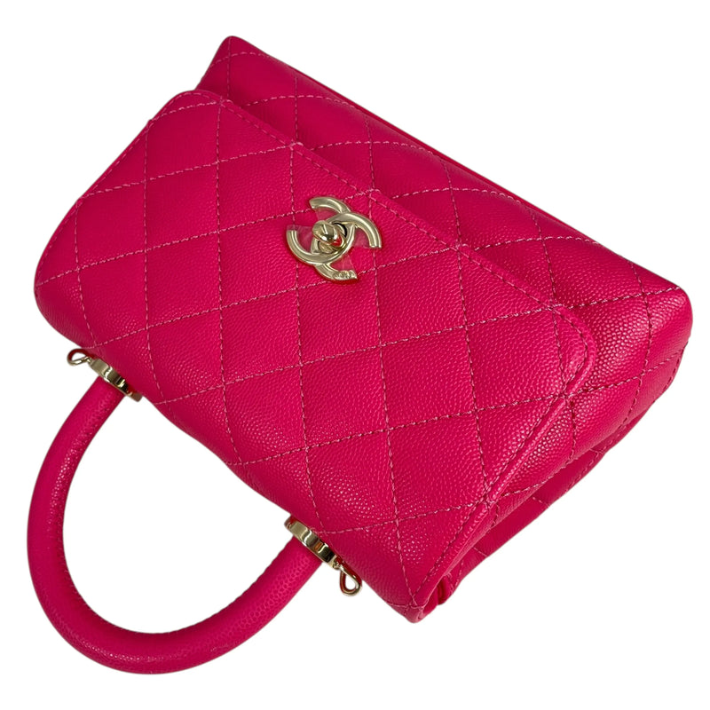 CHANEL ココ ハンドル 19XXS キャビアスキン ハンドバッグ - ピンク