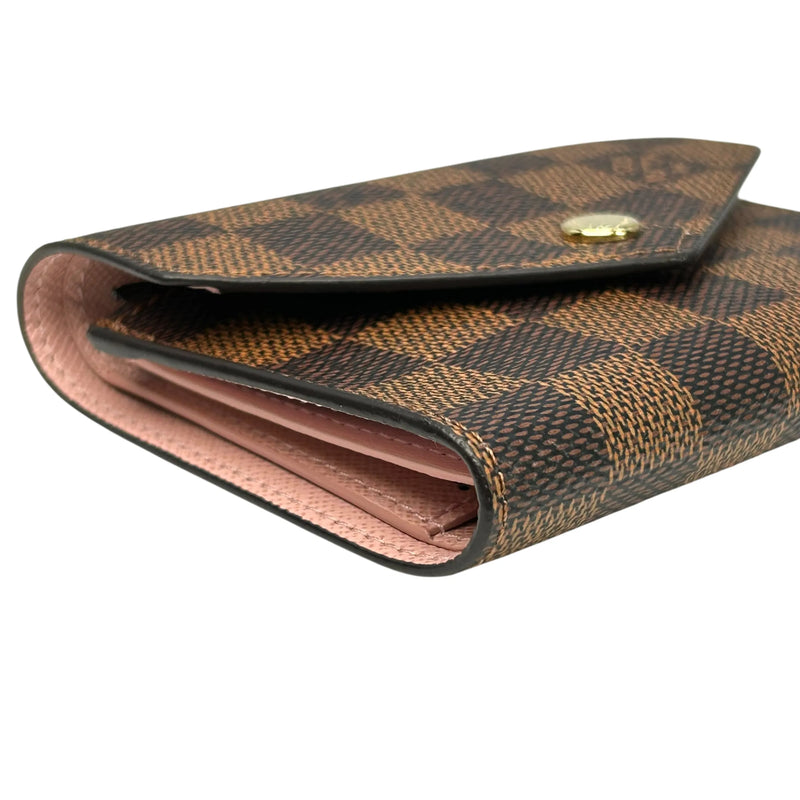 Louis Vuitton Damier Ebene Victorine Portefeuille Tri-fold Compact Wallet - Dark Brown 