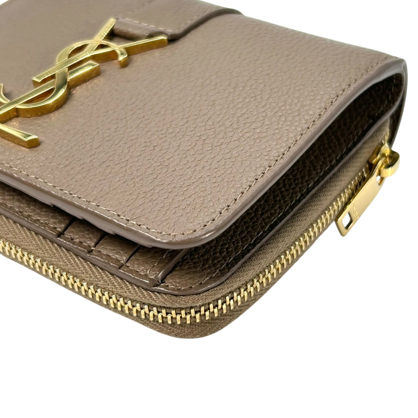 Saint Laurent YSL Zippy Bi-fold Compact Wallet - Beige 