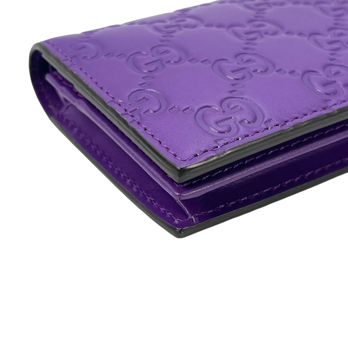 GUCCI Guccissima Leather Card Case - Purple 
