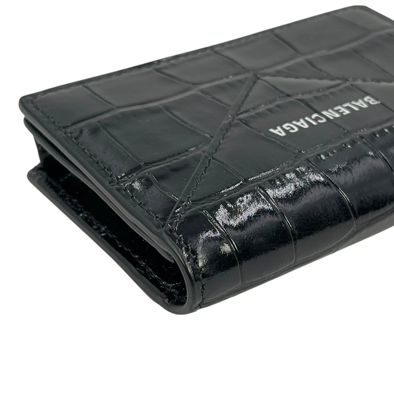 BALENCIAGA Crocodile Paper Card Case - Black 