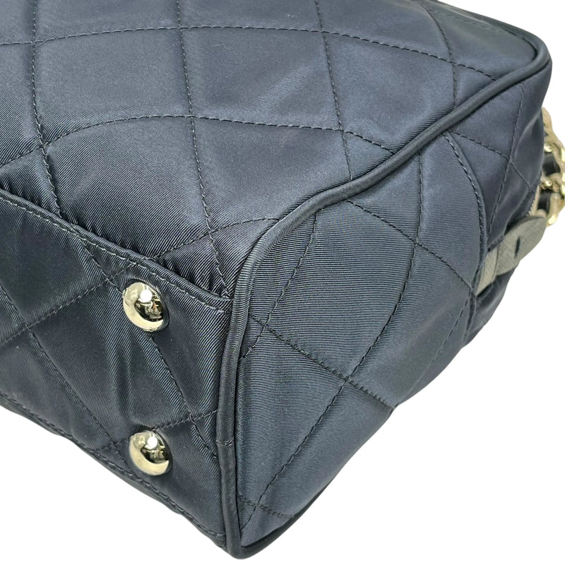 PRADA Quilted Nylon Chain Shoulder Bag - Navy 