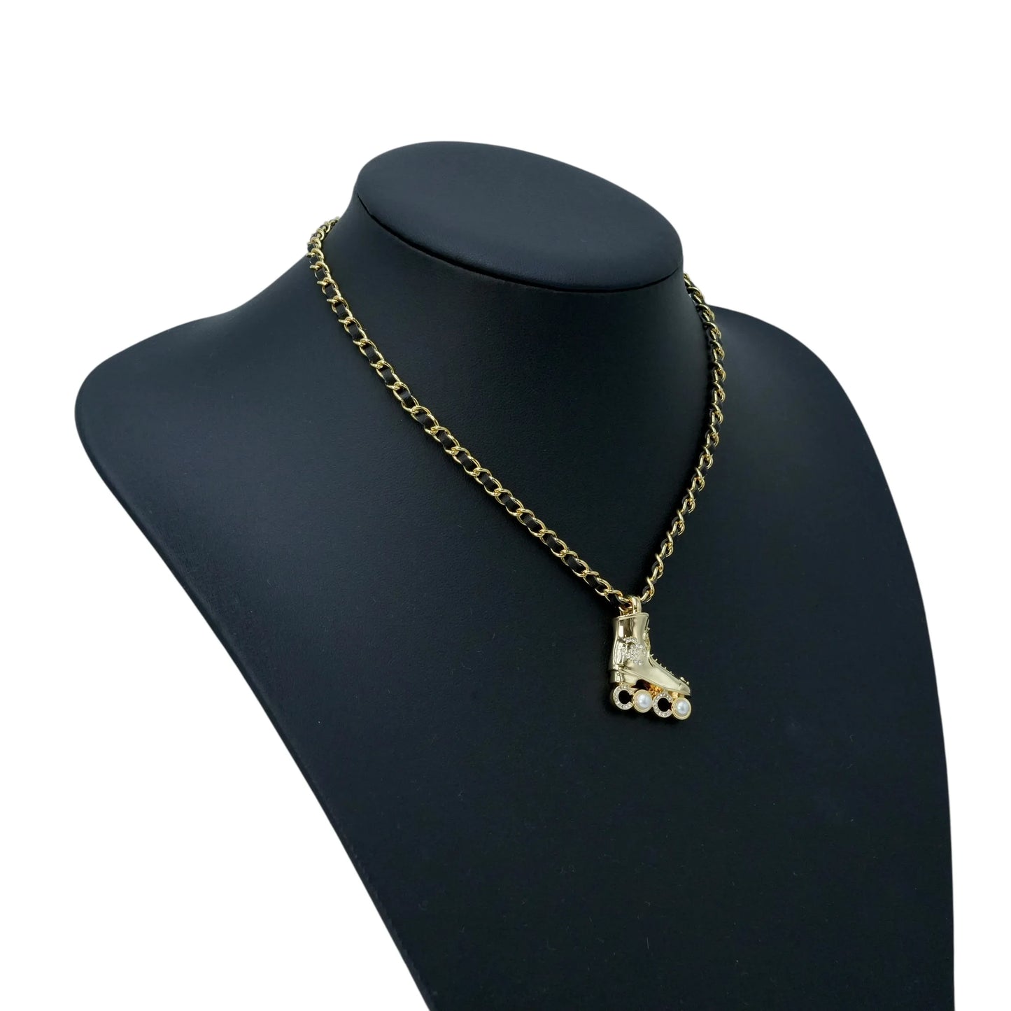 CHANEL パール クリスタル ローラースケート ネックレス - GP