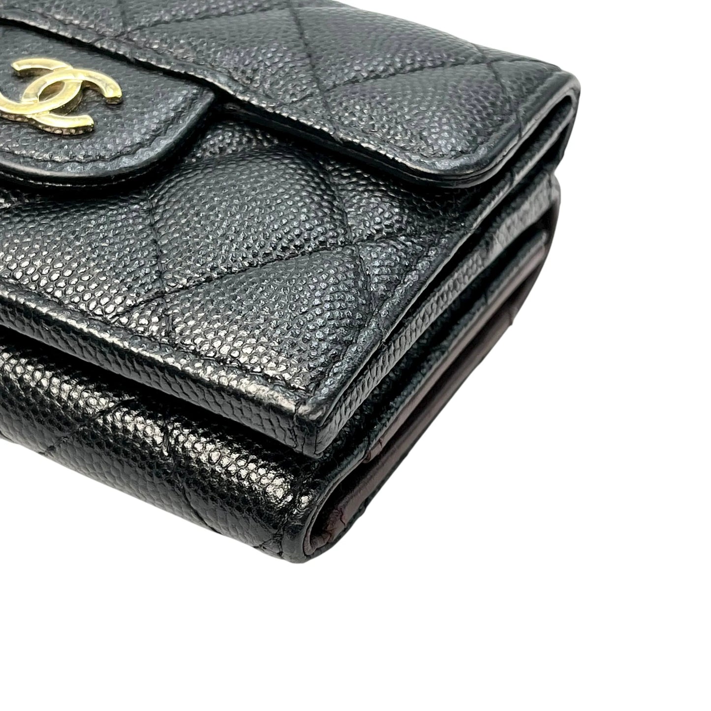 CHANEL Classic Small Flap Compact Wallet in Caviar Leather - Black 