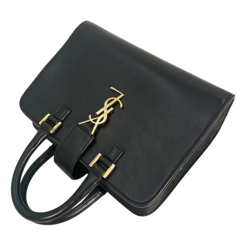 SAINT LAURENT ベイビーカバス レザー ハンドバッグ ショルダーバッグ - ブラック