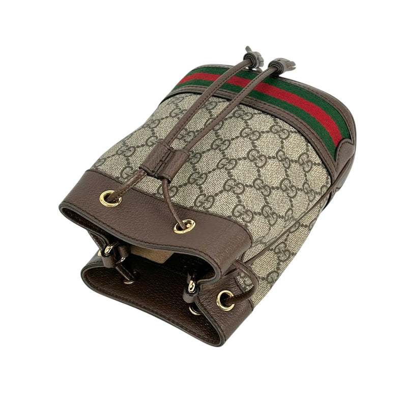 GUCCI オフィディア GGスプリーム キャンバス ミニ バケットバッグ - ブラウン