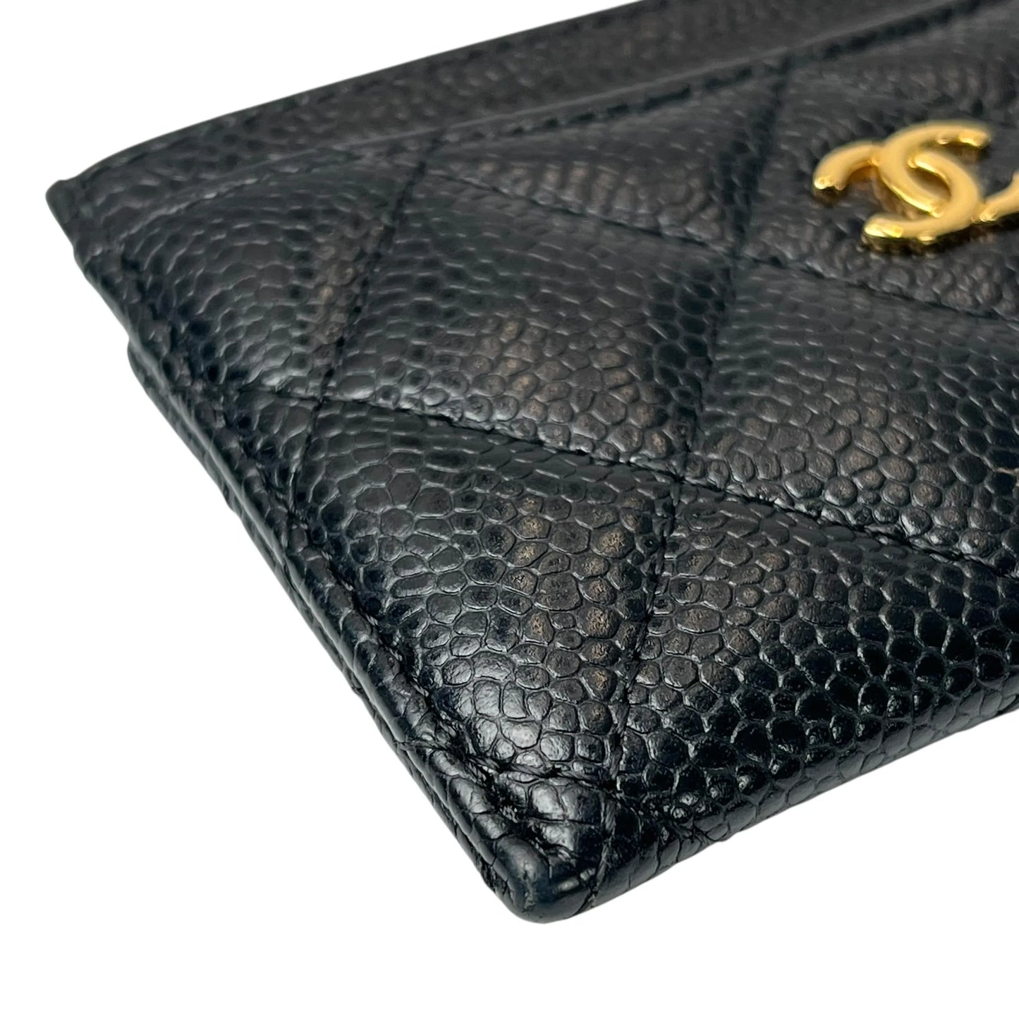 CHANEL Matelasse Caviar Leather Card Case - Black 