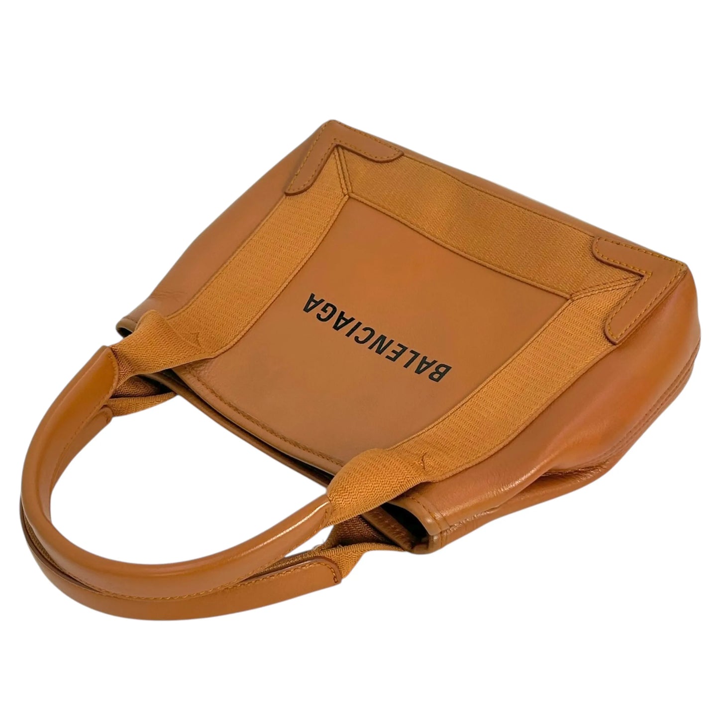 BALENCIAGA Navy Cabas Leather Handbag/Shoulder Bag - Brown 