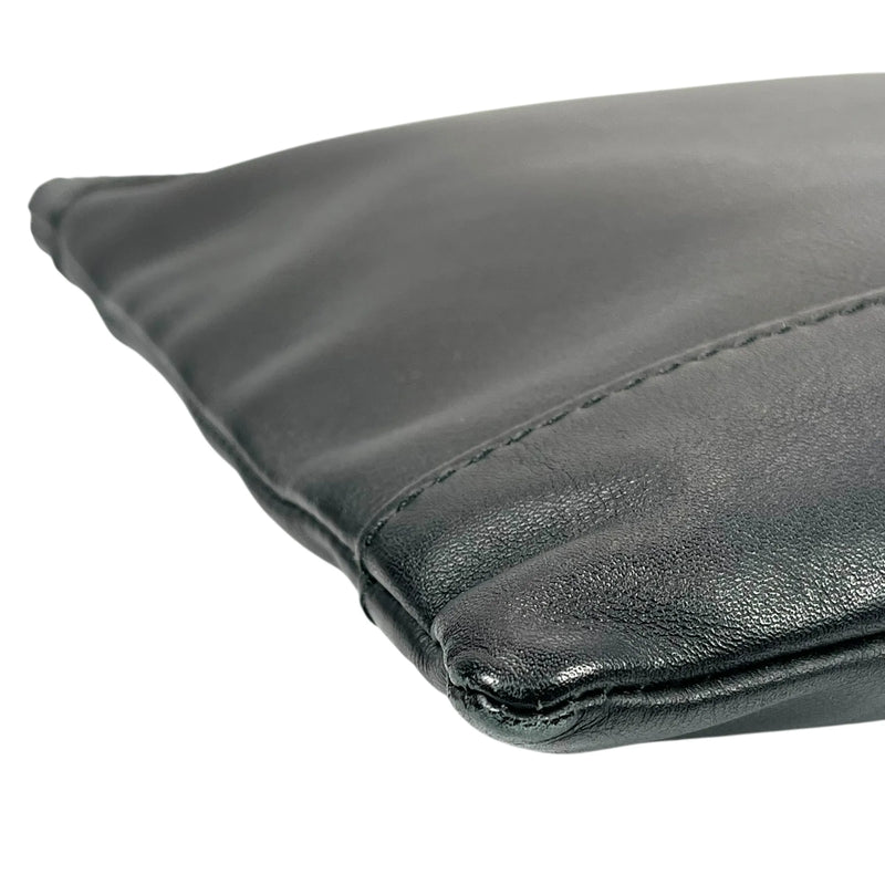 BALENCIAGA Logo Leather Clutch Bag - Black 