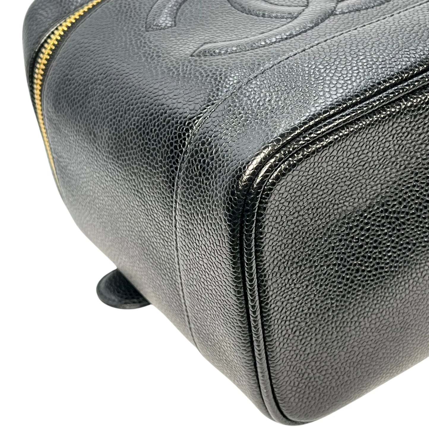 CHANEL キャビアスキン バニティバッグ ハンドバッグ - ブラック