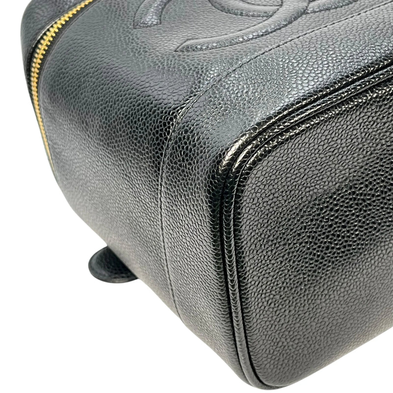 CHANEL キャビアスキン バニティバッグ ハンドバッグ - ブラック