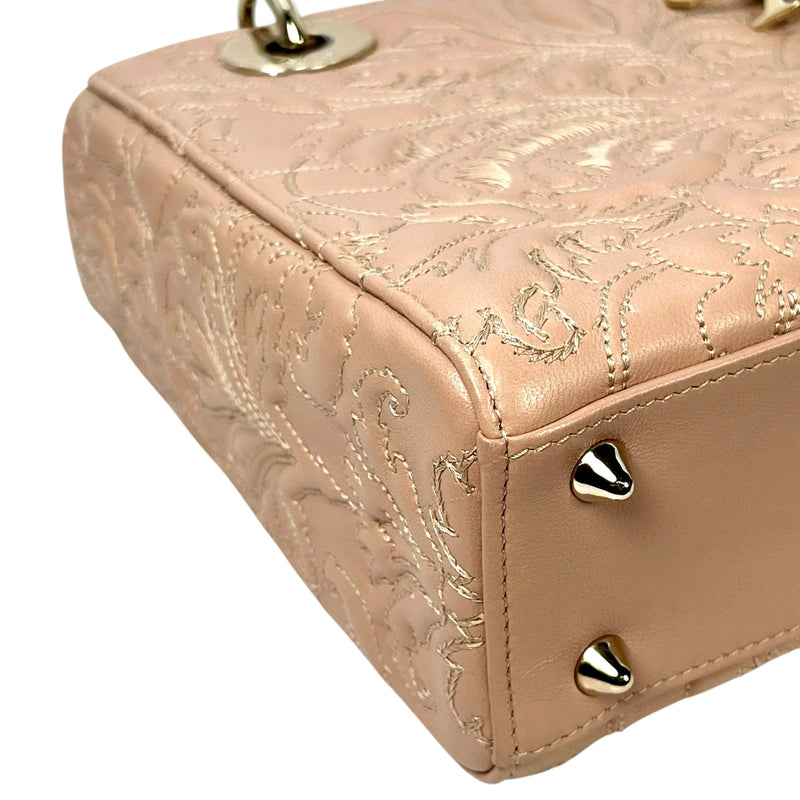 Christian Dior Lady Dior Lambskin Handbag/Shoulder Bag - Pink