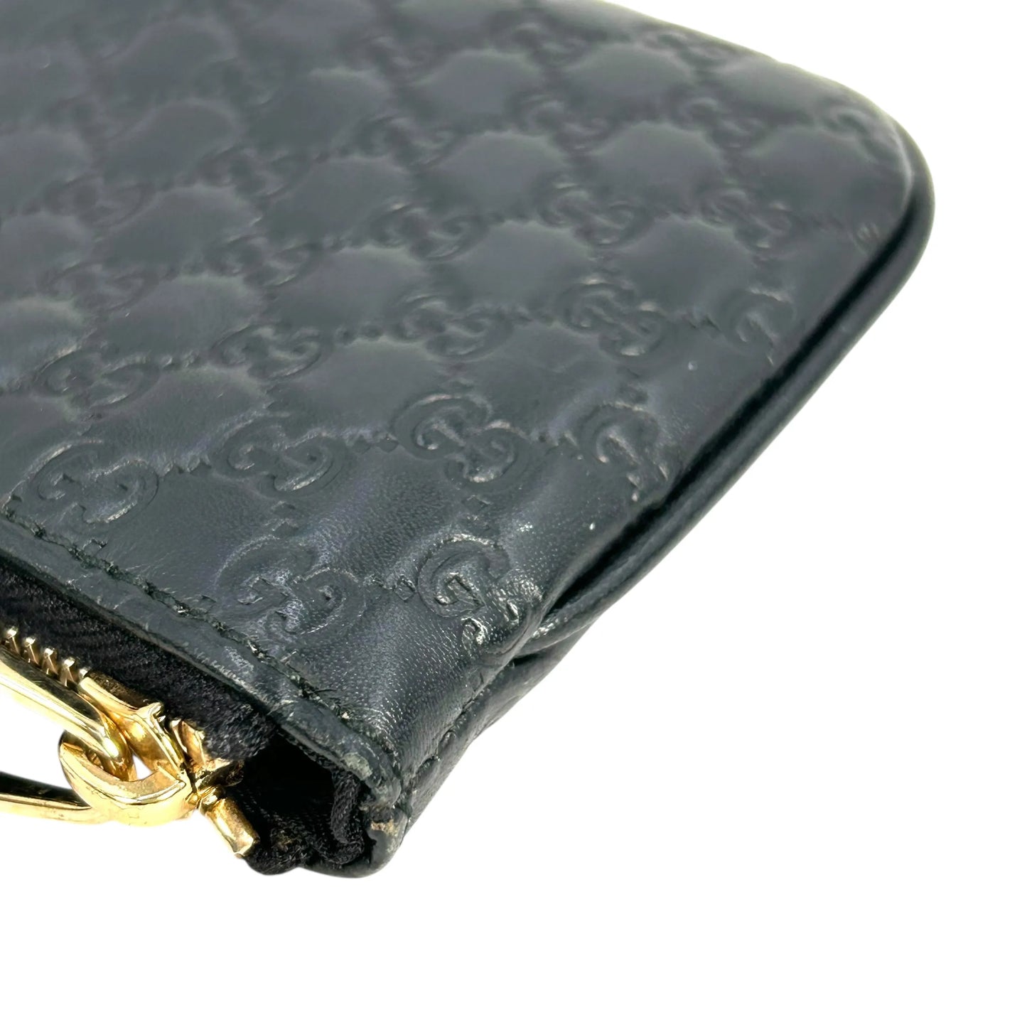 GUCCI Micro Guccissima Leather Key Case/Coin Purse - Black 