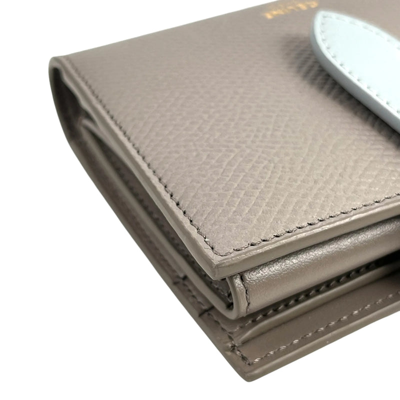 CELINE Small Strap Wallet in Calfskin, Bifold Compact Wallet - Gray 