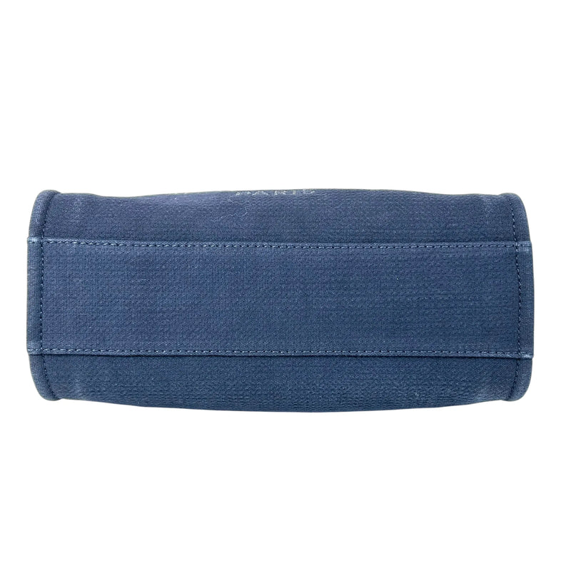 CHANEL Deauville MM Canvas Tote Bag - Navy 