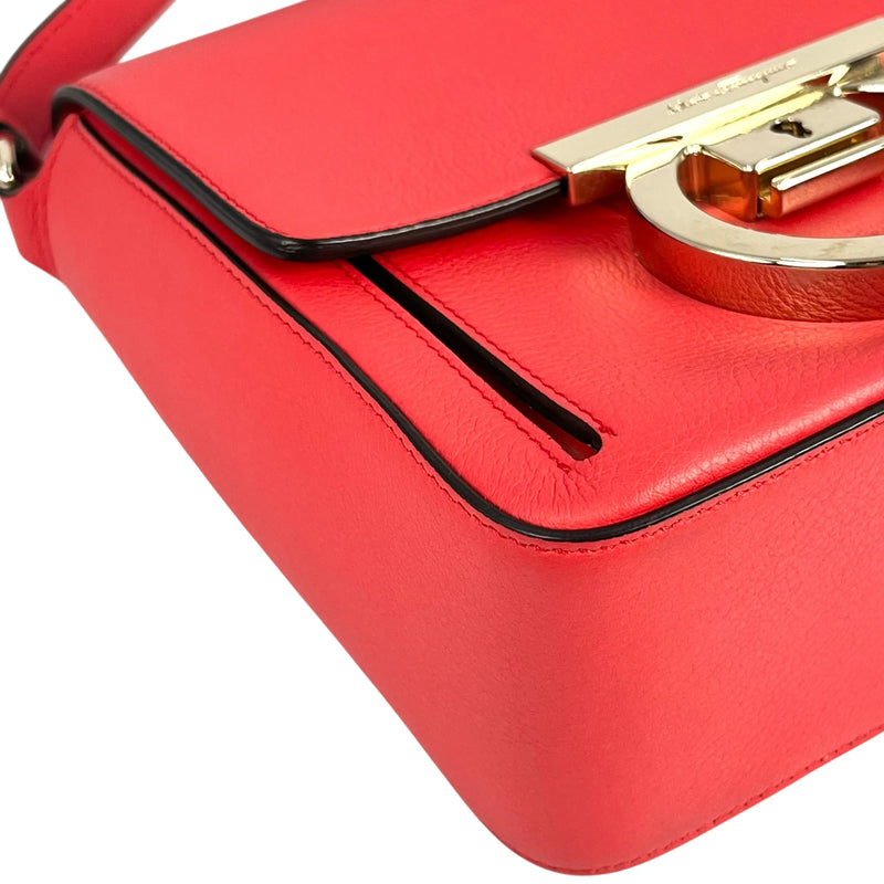 Ferragamo Gancini Calfskin Shoulder Bag - Red 