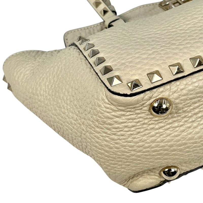 Valentino Rockstud Leather Handbag/Shoulder Bag - White 