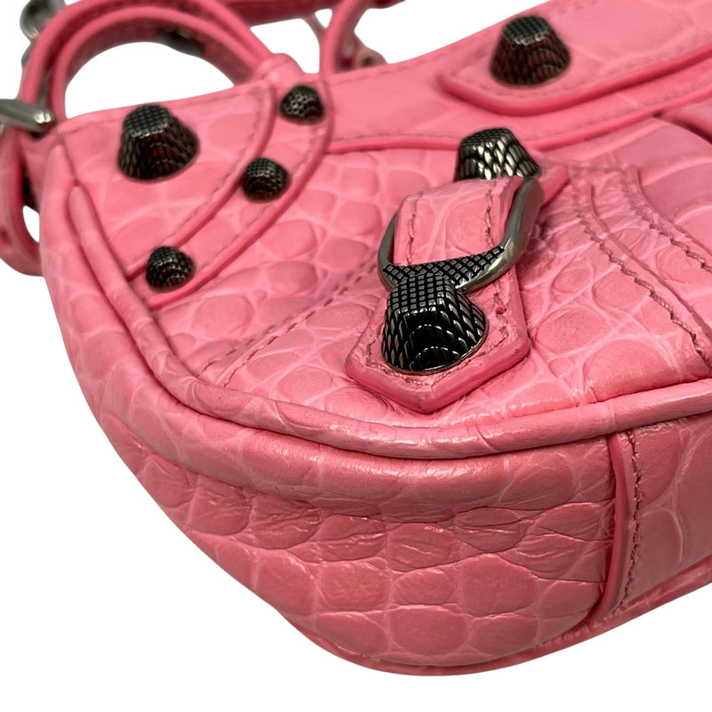 BALENCIAGA Le Cagole Leather Mini Handbag/Shoulder Bag - Pink 