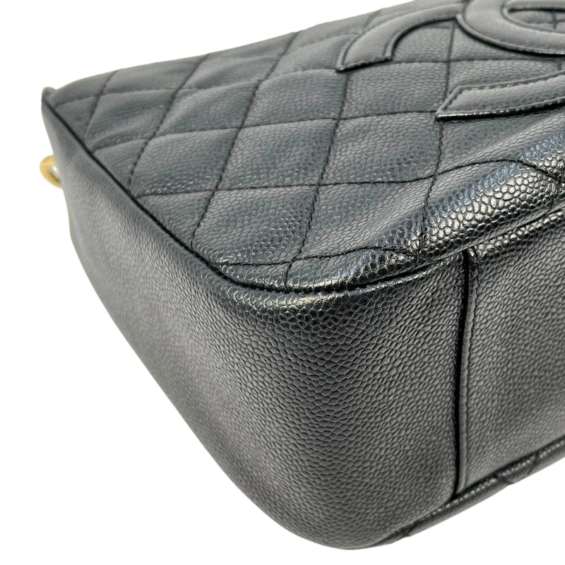 CHANEL Matelasse Caviar Leather Chain Shoulder Bag - Black 