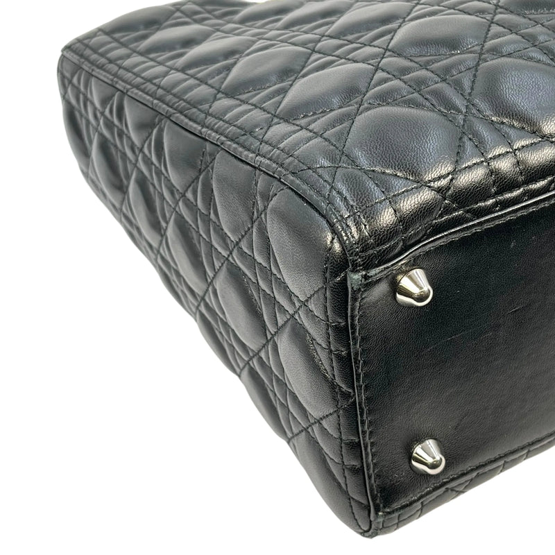 Christian Dior Lady Dior Cannage Lambskin Handbag/Shoulder Bag - Black 