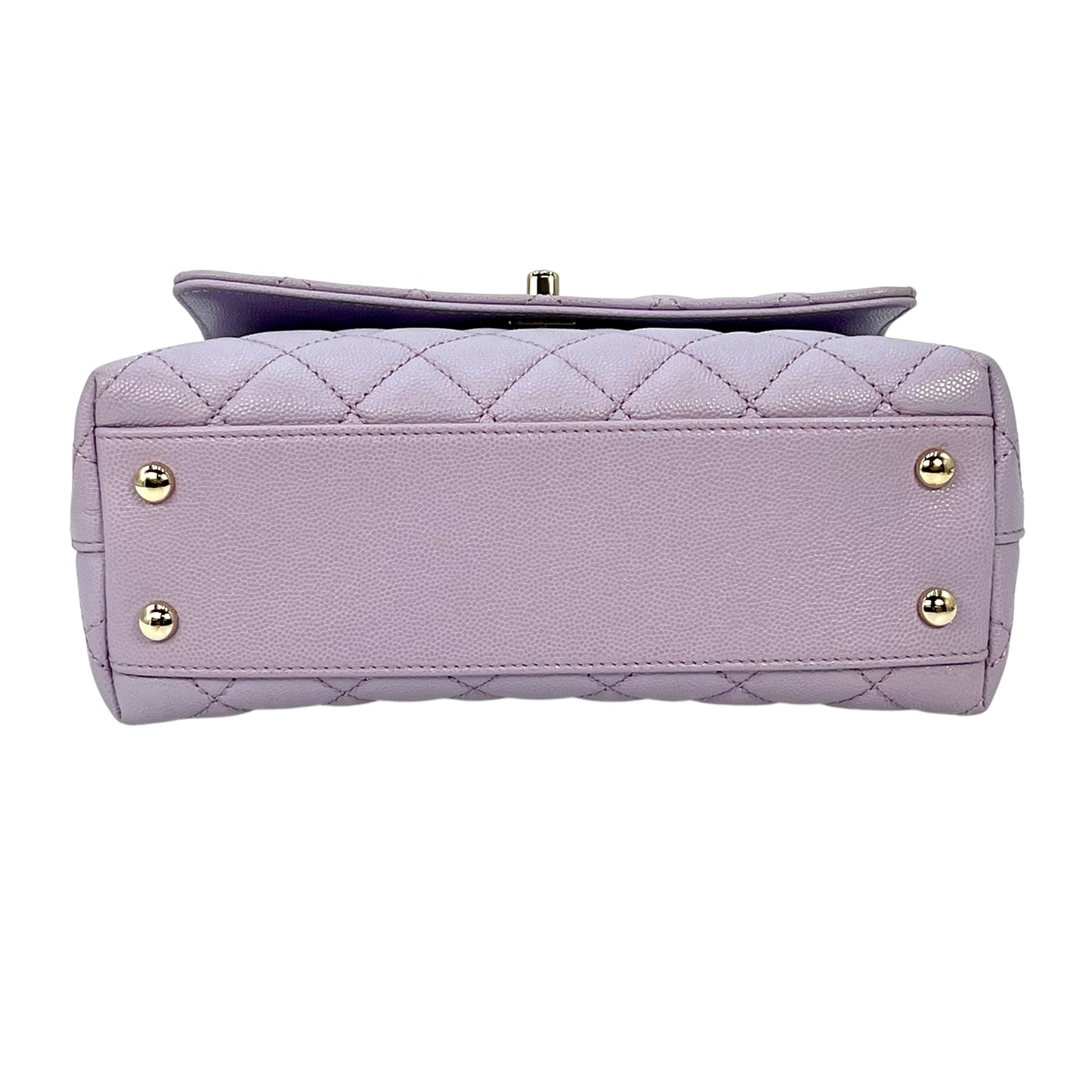 CHANEL Matelasse Caviar Leather Coco Handle Chain Shoulder Bag - Purple 