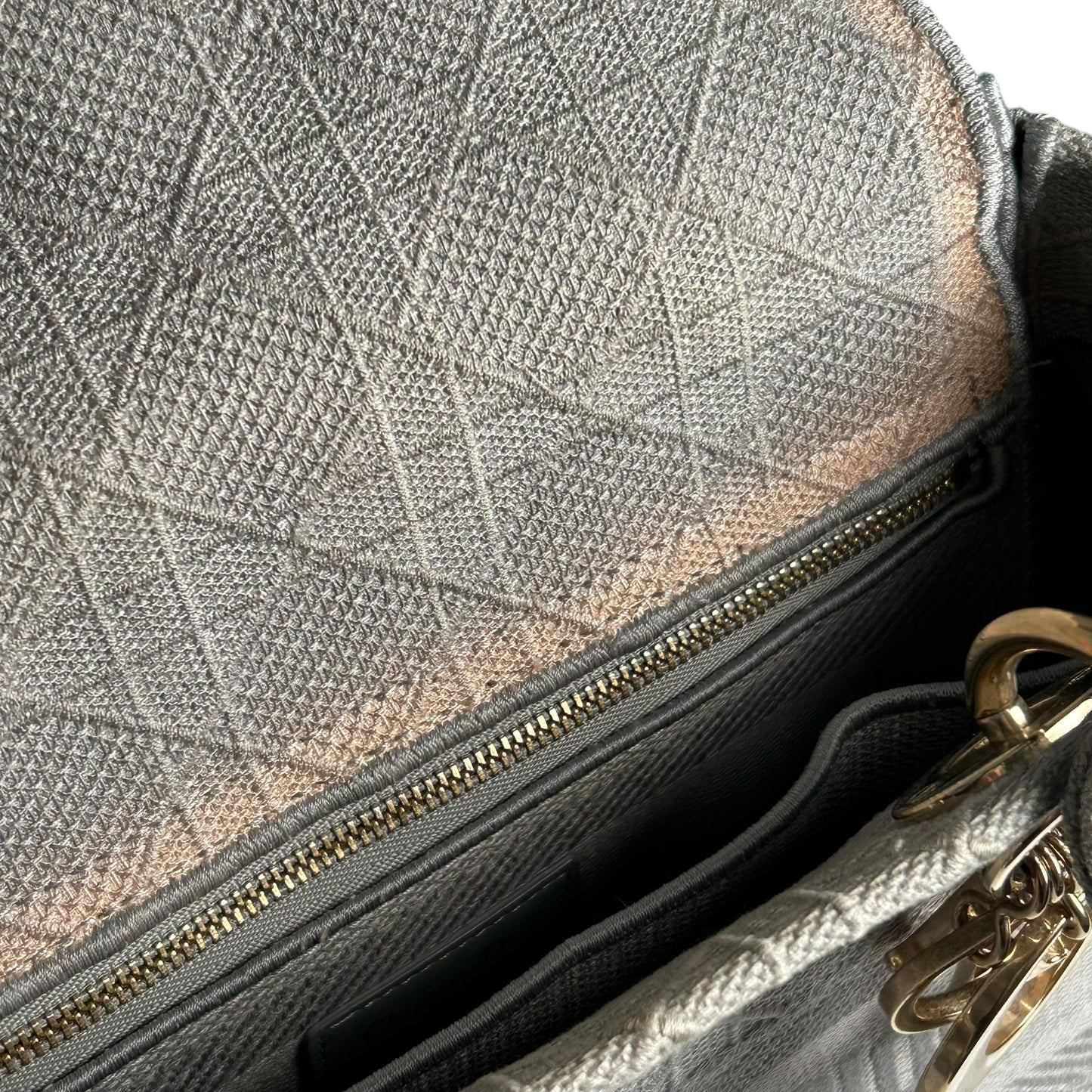 Dior Lady Dee-Lite Handbag/Shoulder Bag - Grey 