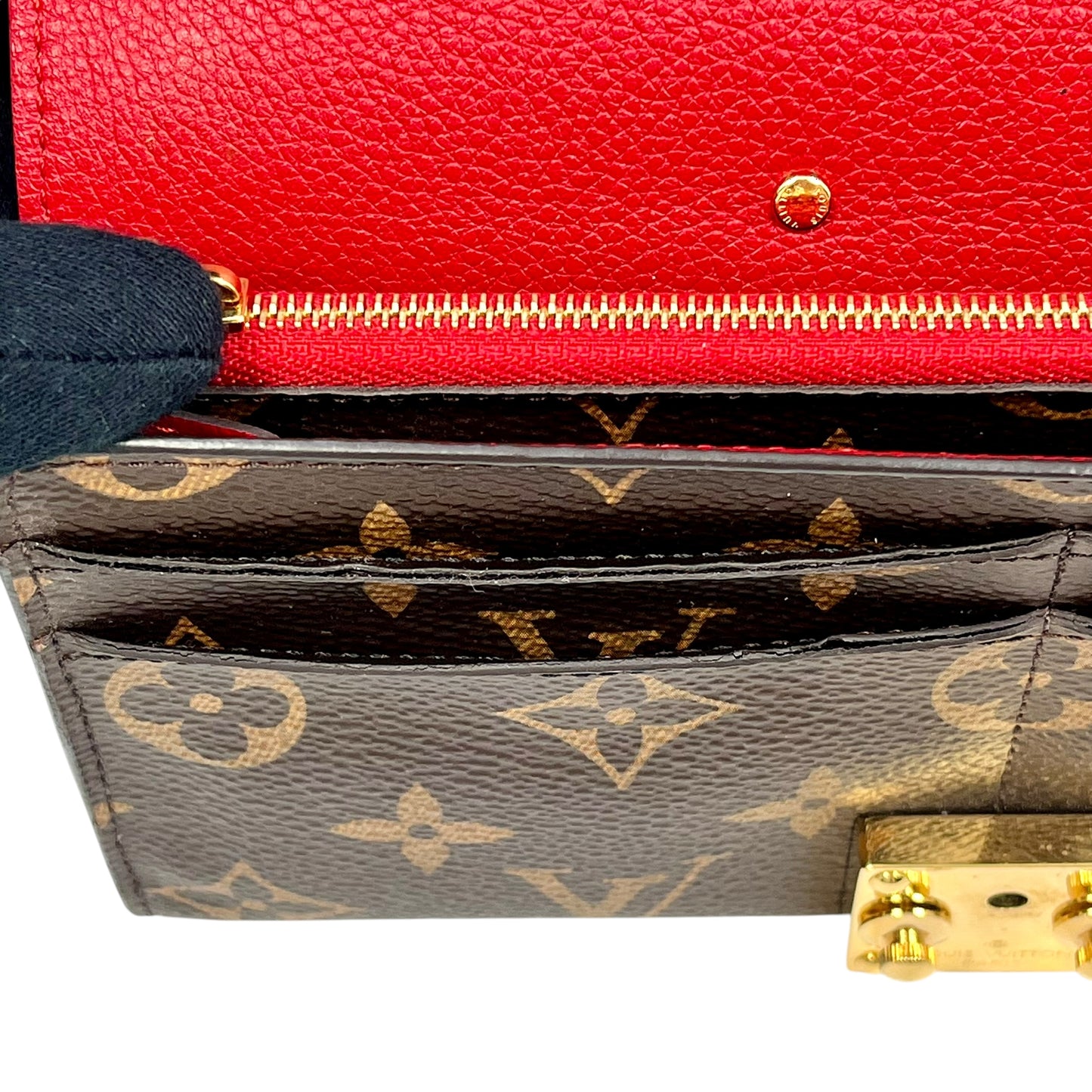 Louis Vuitton Monogram Pallas Portefeuille Long Wallet - Red 
