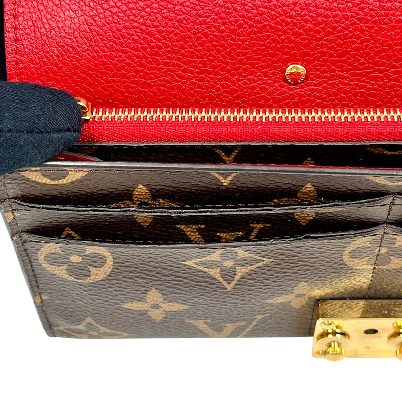 Louis Vuitton Monogram Pallas Portefeuille Long Wallet - Red 