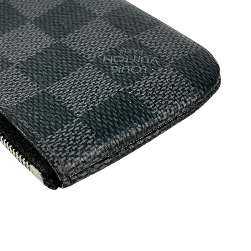 Louis Vuitton Damier Graphite Pochette Clé Coin Case with Key Ring - Black 
