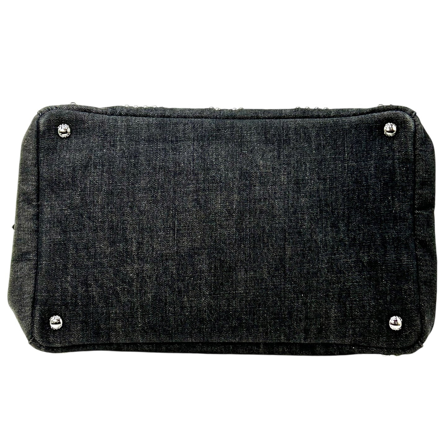 PRADA Canapa Rhinestone Handbag - Charcoal Grey 