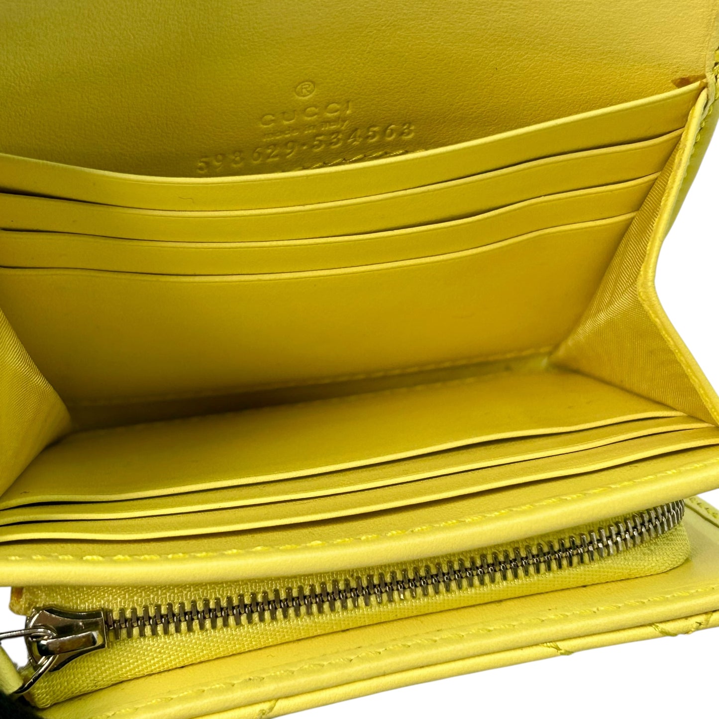 GUCCI GG Marmont Leather Bi-fold Compact Wallet - Yellow 