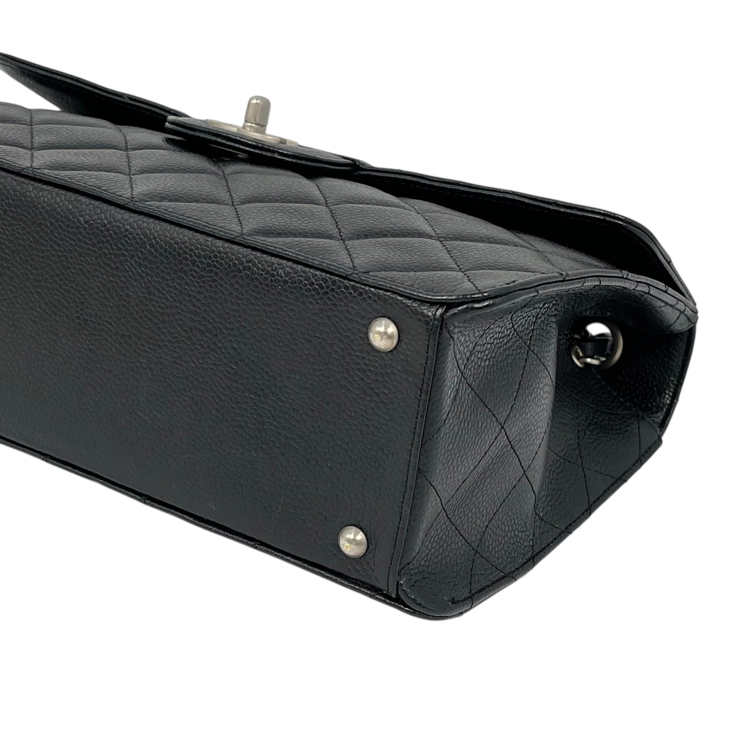 CHANEL キャビアスキン マトラッセ チェーンショルダーバッグ - ブラック