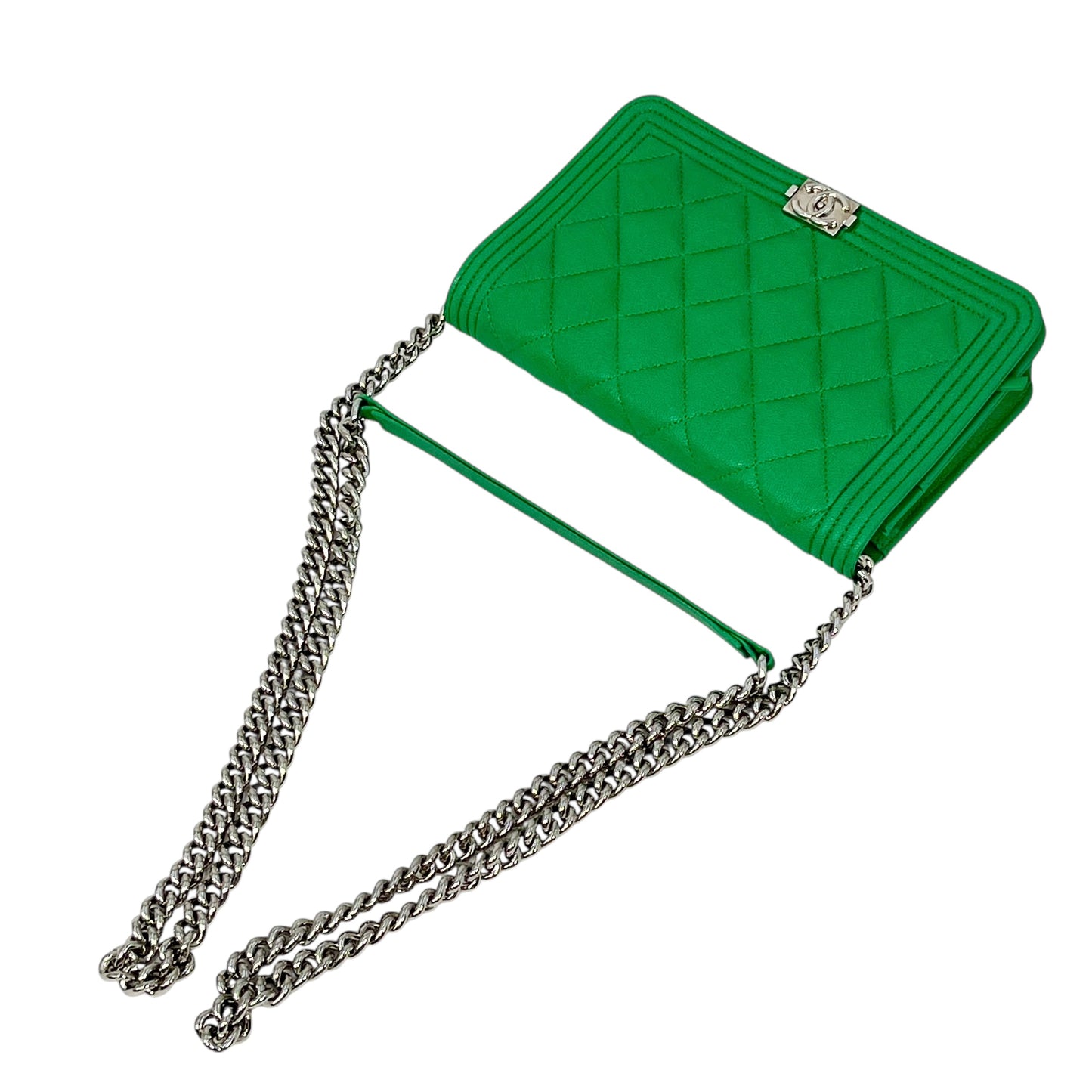 CHANEL Boy Chanel Caviar Leather Chain Wallet Shoulder Bag - Green 
