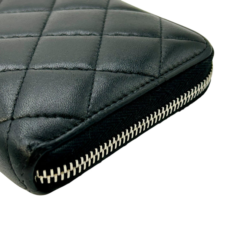 CHANEL Cambon Line Lambskin Long Wallet - Black 