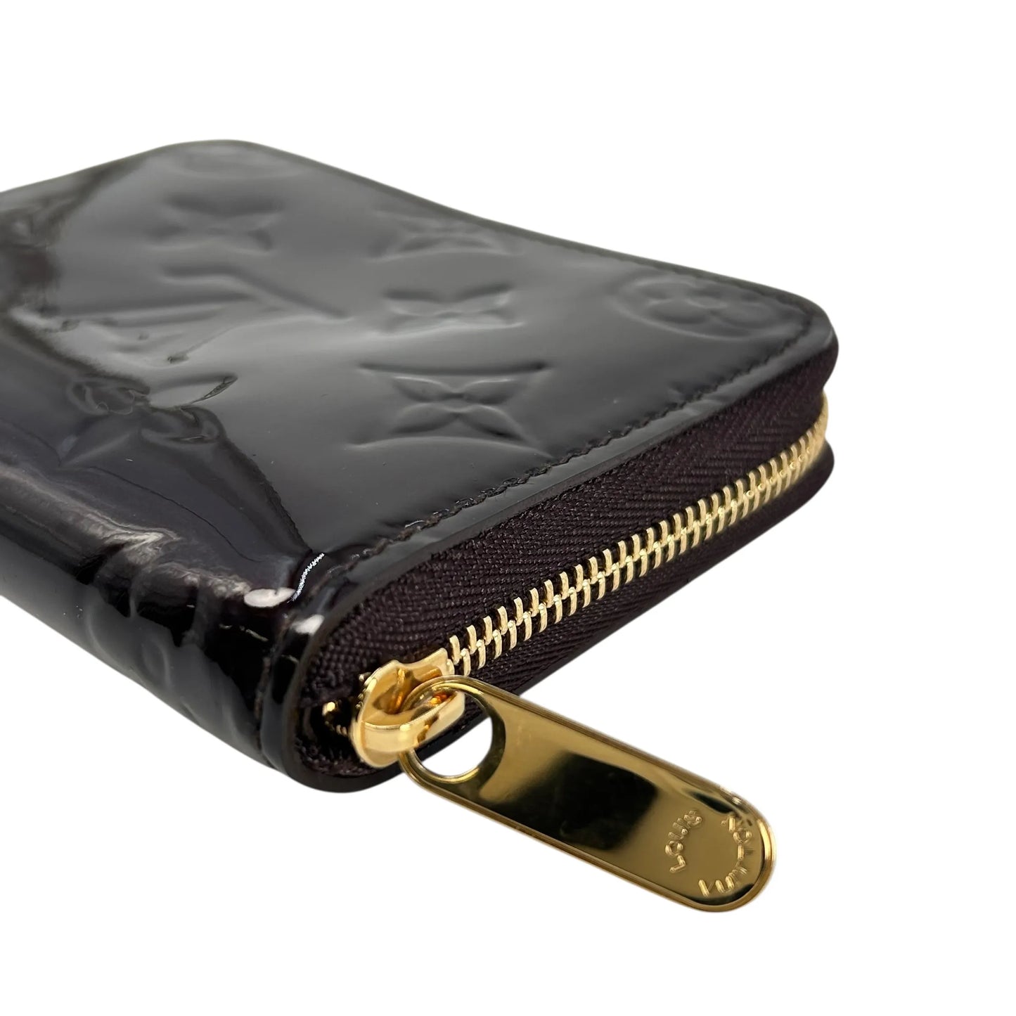 Louis Vuitton Vernis Zippy Card Case Bifold Compact Wallet - Dark Brown 