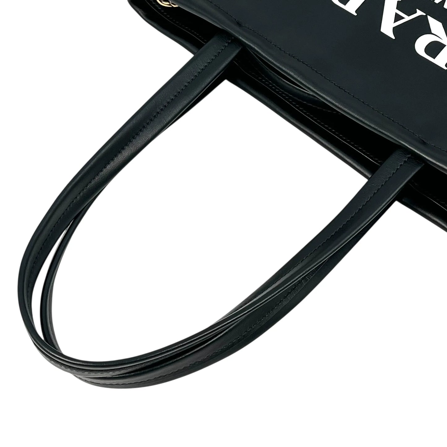 PRADA Soft Calf Leather Tote Bag/Shoulder Bag - Black 