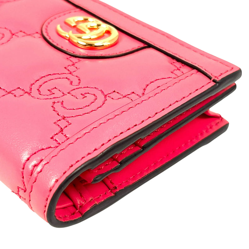 GUCCI GG Matelasse Card Case Bifold Wallet Compact Wallet - Pink 