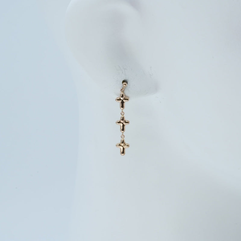 Triple Cross Earrings - 18KPG - 06845 