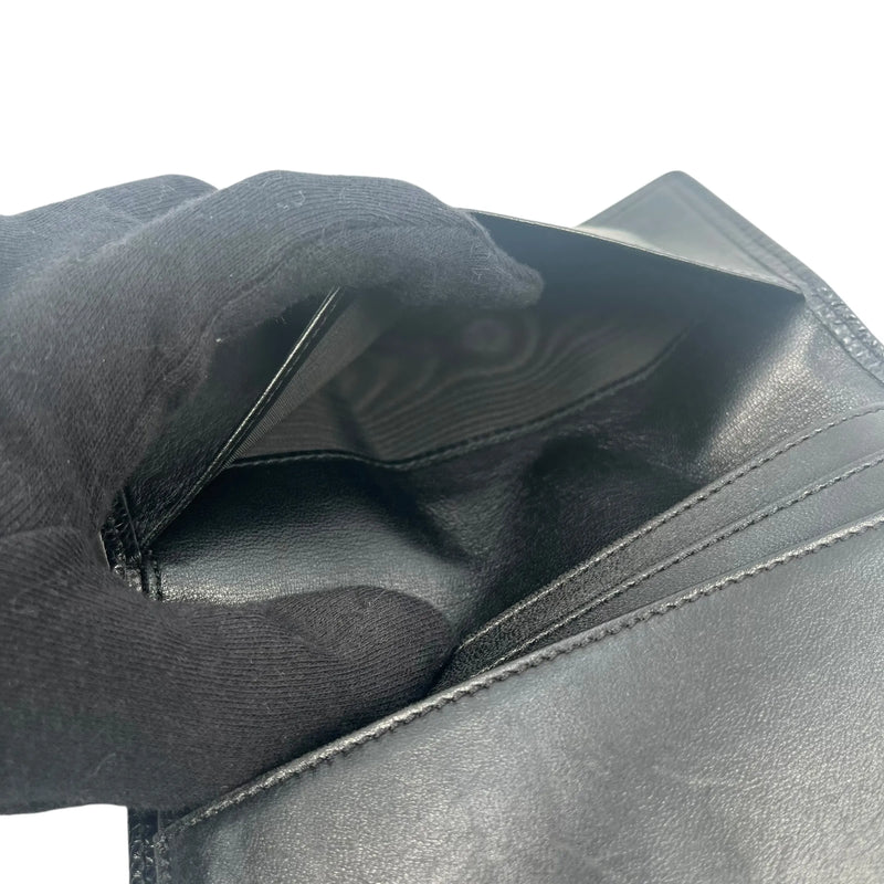 CHANEL Caviar Skin Coco Mark Tri-fold Compact Wallet - Black 