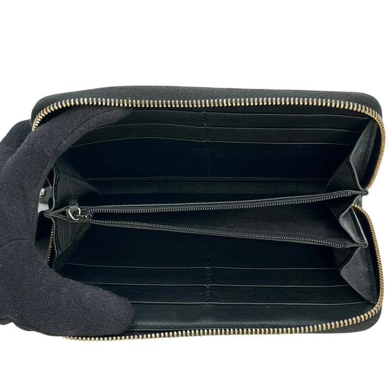 GUCCI Micro Guccissima Round Zip Long Wallet - Black 