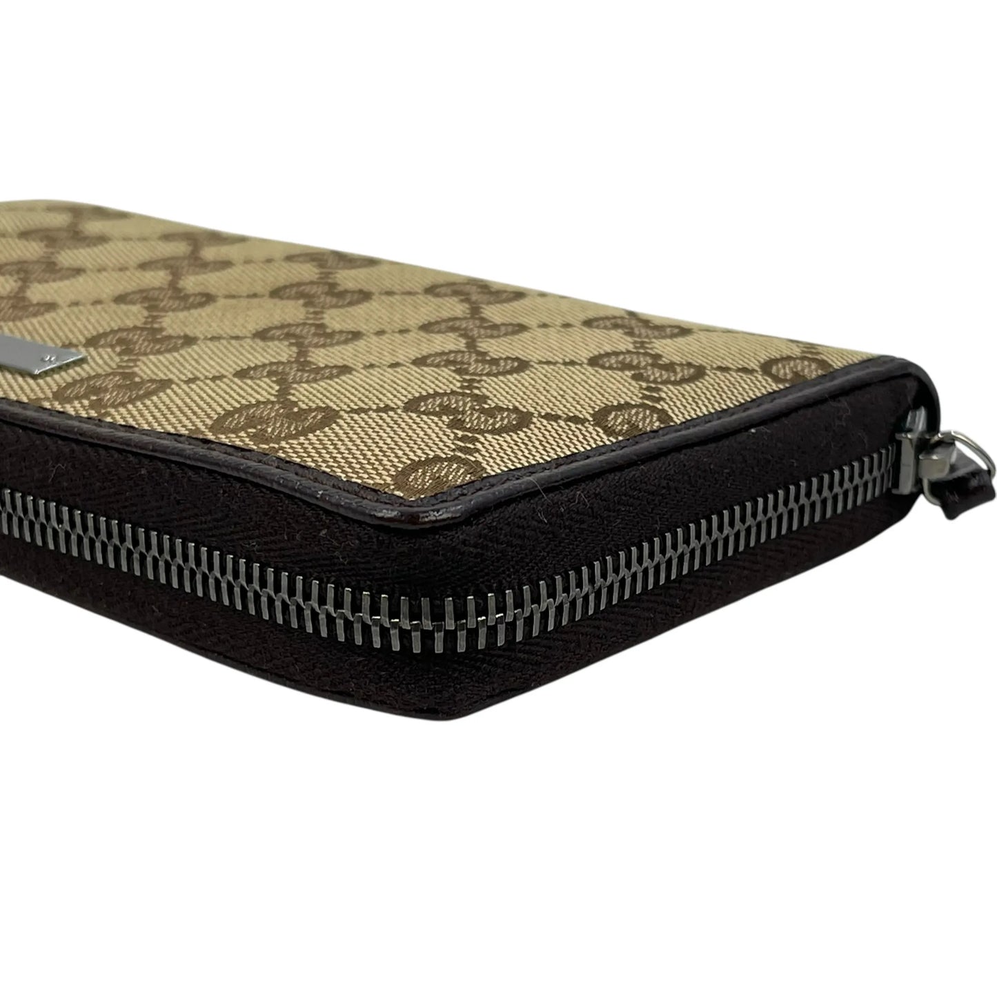 GUCCI キャンバス グッチシマ ラウンドジップ ロングウォレット - ブラウン