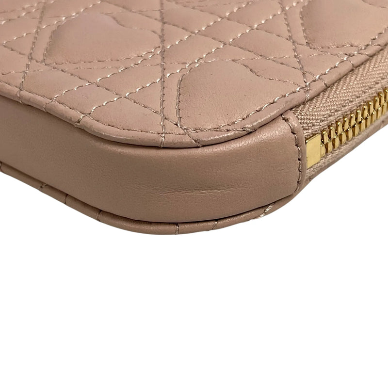 Dior レディディオール コールイン フォンケース カナージュ ラムスキン ショルダーバッグ - ピンク