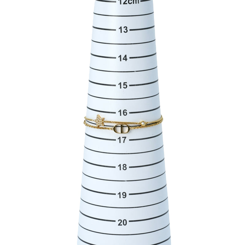 Dior プティ CD ダブル ブレスレット スター ラインストーン - ゴールドプレート