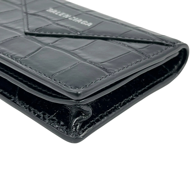BALENCIAGA Crocodile Paper Card Case - Black 
