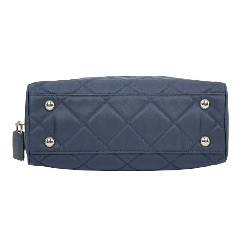 PRADA Quilted Nylon Chain Shoulder Bag - Navy 