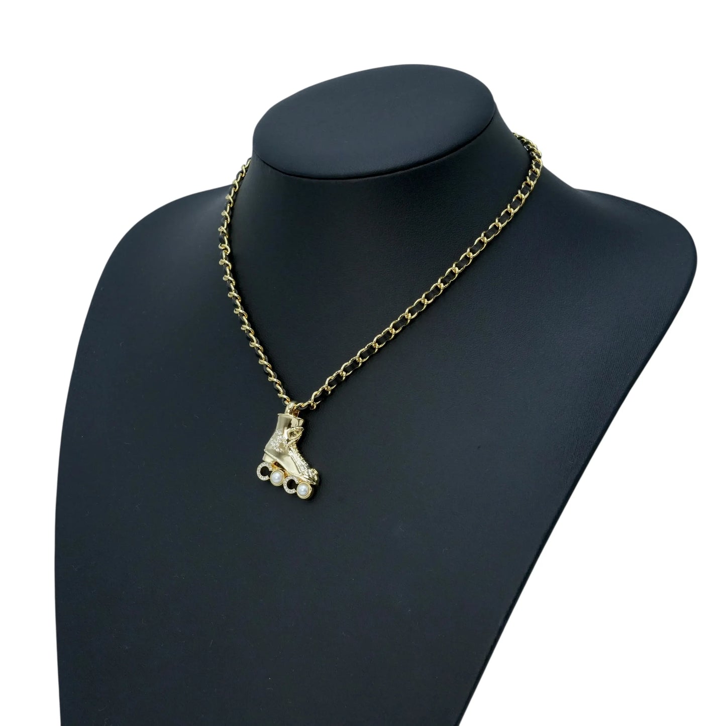 CHANEL パール クリスタル ローラースケート ネックレス - GP