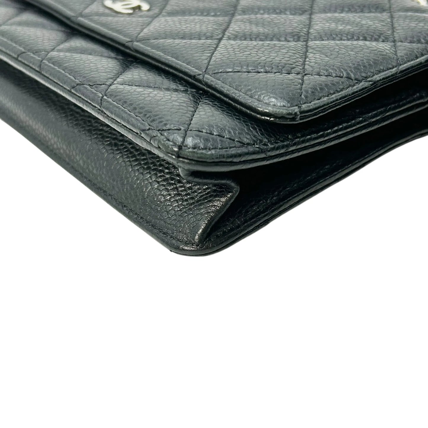 CHANEL マトラッセ キャビアスキン チェーンウォレット - ブラック - 34883