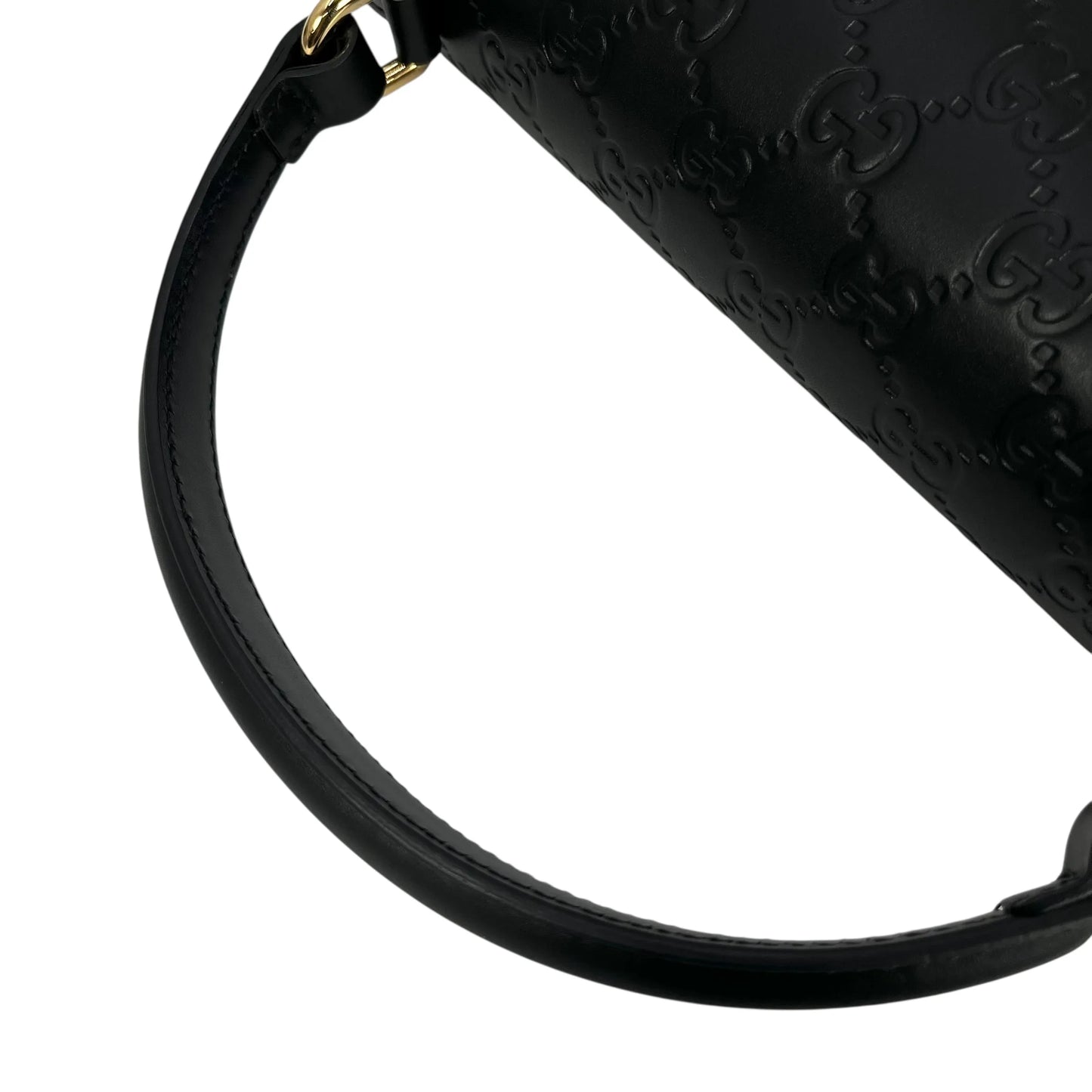 GUCCI Guccissima Padlock Top Handle Leather Hand Bag - Black 