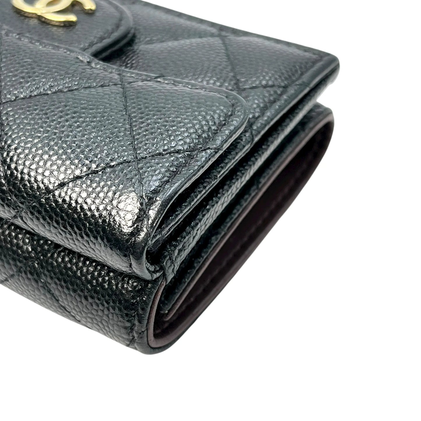 CHANEL Classic Small Flap Compact Wallet in Caviar Leather - Black 