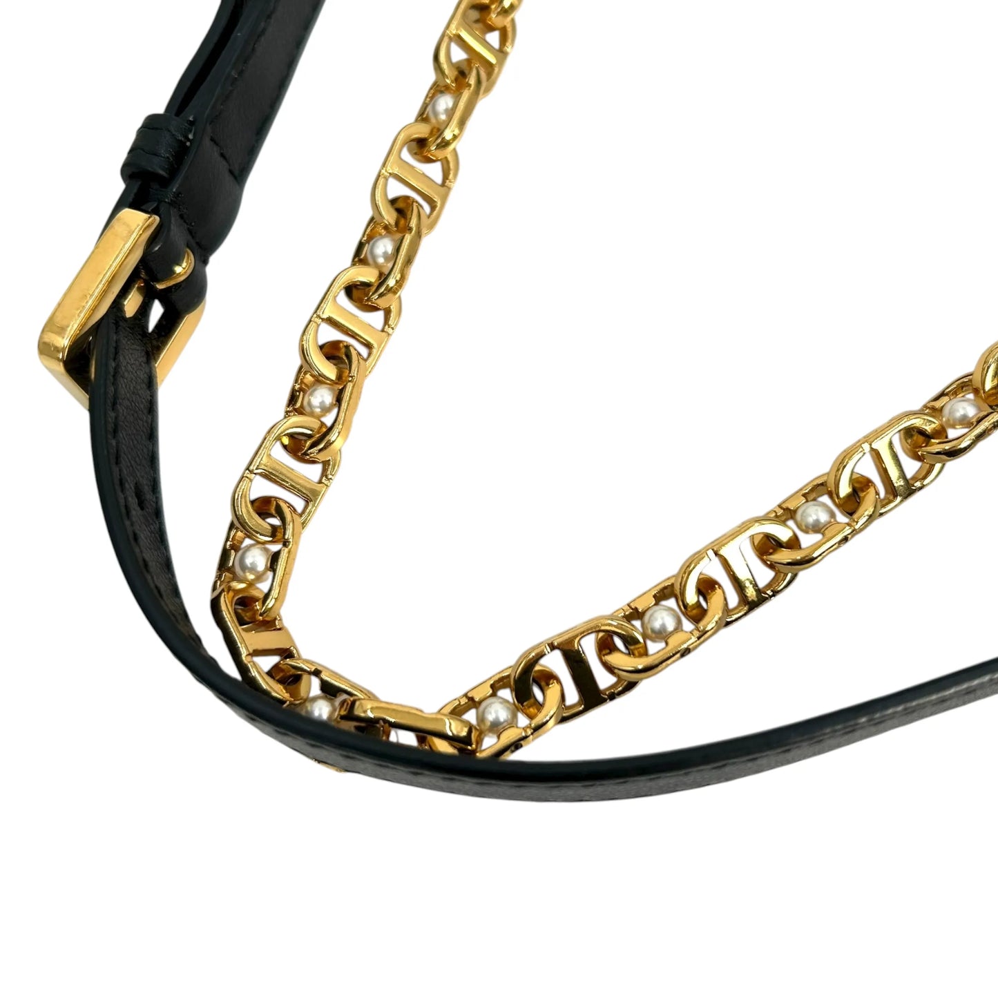 Christian Dior Jolie Top Handle Bag Calfskin Hand Bag Shoulder Bag - Black 